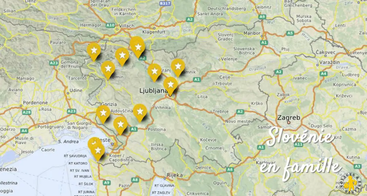 Carte que voir en Slovénie en famille
