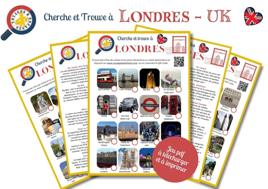 Jeu pdf enfant Londres cherche et trouve